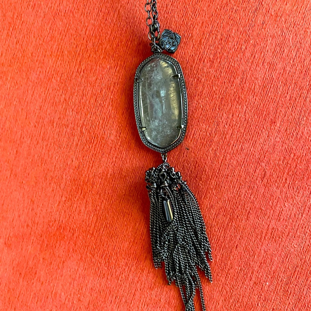 Kendra Scott Rayne Necklace in Gunmetal with Pyrite stone